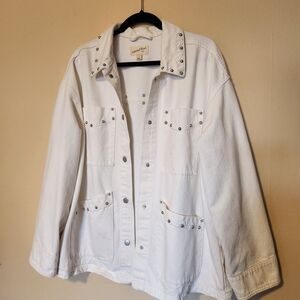 Universal Thread White Stud-Trim Denim Jacket